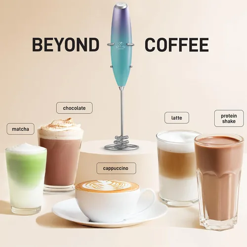 Vista 111 de Zulay Milk Boss Espumador de leche potente manual, hace espuma para latte, batidor para mezclar bebidas, café, miniespumador para capuchino, frappé