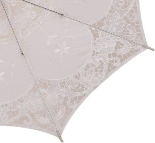 Vista 3 de Paraguas de encaje de boda de estilo vintage, 14 pulgadas, Blanco