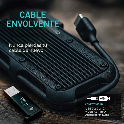 Vista 4 de Mercury SSD portátil externo 500GB 1000MB/s resistente a prueba de gotas de agua USB-C