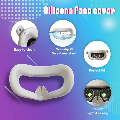 Vista 6 de VR Accessories for Oculus Quest 2 Controller Grips,VR Controller Grip Cover and 2Pcs VR Silicone face Cover