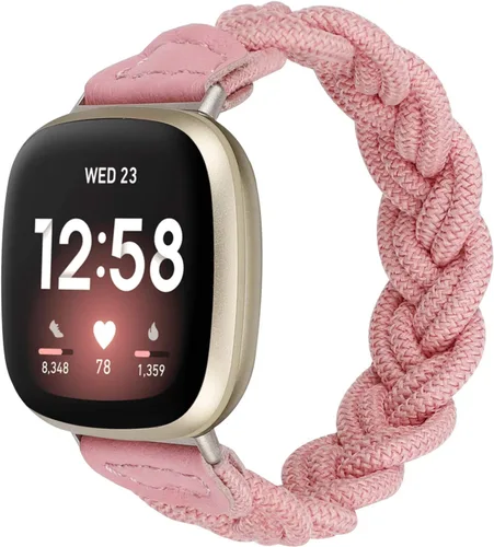 Vista 9 de Wearlizer Banda elástica compatible con correas Fitbit Versa 4 3/Sense 2 1 Correa trenzada para mujer, correa trenzada elástica para Versa
