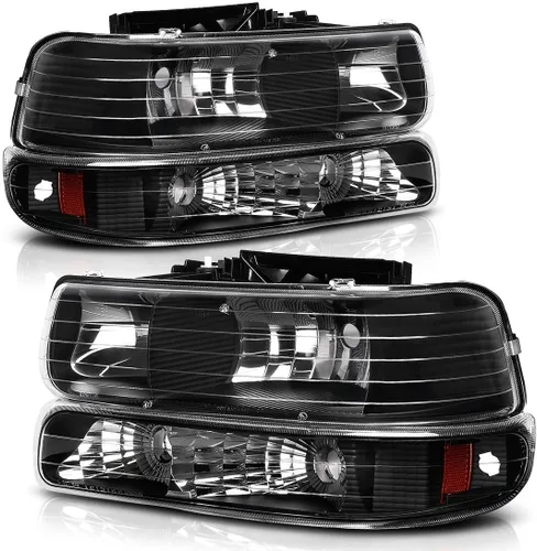 Vista 16 de AUTOSAVER88 - Conjunto de faros delanteros compatible con Chevy Silverado 99-02, color negro También compatible con Chevy Suburban/Tahoe