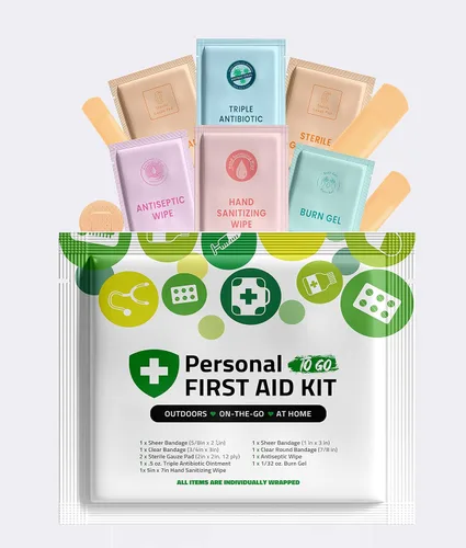 Vista 14 de Kit de primeros auxilios portátil de tamaño de viaje, perfecto para el hogar, oficina, automóvil, escuela, negocios, viajes, senderismo, universidad
