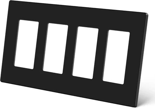 Vista 40 de CML Placa de Pared Decorativa Negra de 4 Posiciones Sin Tornillos, Paquete de 4 Placas de Interruptor de Luz y Cubierta Frontal para Receptáculo