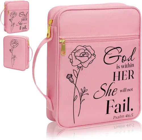 Vista 13 de GUEER Funda para Biblia para hombres, Portabiblia, Funda para Biblia Bolsa Organizadora de Transporte, con Cremallera y Bolsillos para Biblia