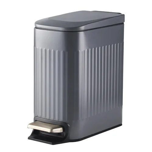 Vista 9 de SYNCVIBE Cubo de basura delgado para baño con tapa de acero inoxidable, bote de basura con cierre suave, cubo de basura con pedal con cubo