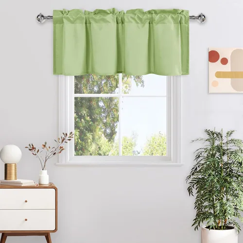 Vista 27 de DWCN Cortinas de Cenefa para Sala de Estar, Cocina, Baño/Sótano - Aqua Sólido, 1 Panel, 42 x 12 Pulgadas, Oscurecimiento de Habitación Solid Short