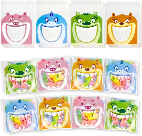 Vista 8 de Bnsikun 200 bolsas autoadhesivas para dulces de galletas, boca grande, bolsa de regalo de chocolate para decoración de panadería, bolsas de regalo