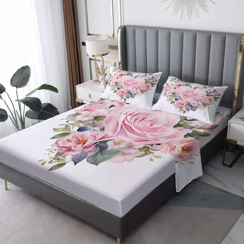 Vista 10 de Daisy Sheets Juego de sábanas tamaño individual, sábanas de microfibra suave y bolsillo profundo, sábanas y fundas de almohada estampadas sin