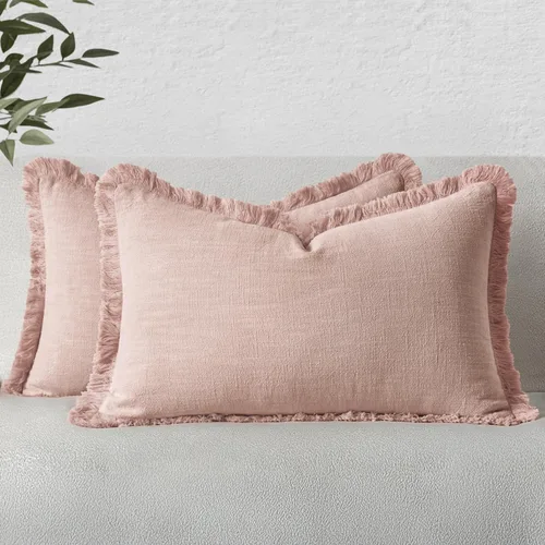 Vista 71 de MIULEE Fundas de almohada decorativas con flecos de lino bohemio beige 16 x