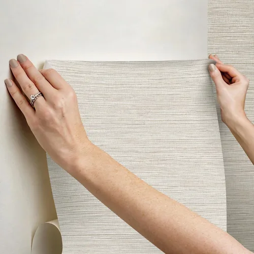 Vista 7 de [Usado] RoomMates Neutral Papel pintado dimensional de tela de hierba para despegar y pegar, RMK12682PLW