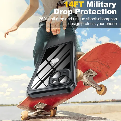 Vista 5 de Funda impermeable para iPhone 15, protector de pantalla de privacidad integrado y protector de pantalla HD [IP68 bajo el agua] a prueba de golpes a