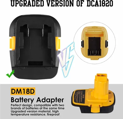 Vista 2 de 1 paquete de convertidor adaptador DM18D versión actualizada DCA1820 para Dewalt 20V y para batería Milwaukee de 18 V para funcionar para Dewalt 20