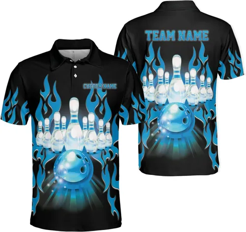 Vista 8 de Woseprints - Polo de boliche personalizado con nombre 3D para hombres y mujeres, camisas de bolos personalizadas para equipo, camisas de bolos unisex