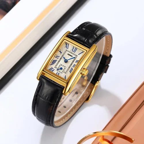Vista 5 de FANMIS Reloj de pulsera vintage para mujer, clásico, rectangular, analógico, de cuarzo, ultradelgado, brazalete de moda, reloj de negocios