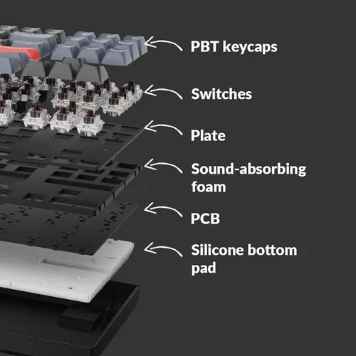 Vista 3 de Keychron K8 Pro QMKVIA Teclado mecánico inalámbrico TKL personalizable con cable macro programable con interruptor Gateron G Pro marrón