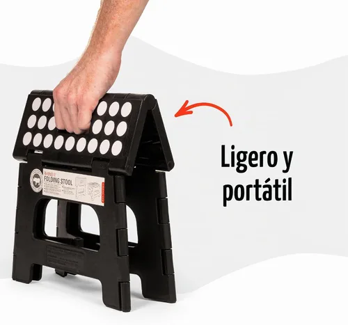 Vista 4 de Kikkerland Rhino Taburete Escalón Plegable – Soporta Adultos hasta 300 Libras, Ideal para Cocina y Baño – Taburete Escalón Colapsible, Portátil