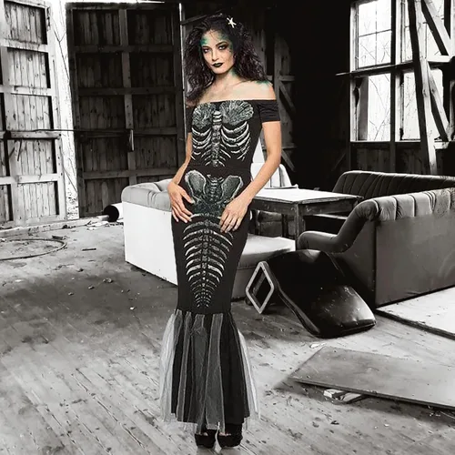 Vista 7 de Gerichy Vestidos renacentistas para mujer, disfraz medieval para cosplay, vestido de noche con hombros descubiertos, vestido formal de noche, falda
