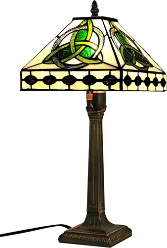 Vista 15 de KY&BOSAM Lámpara de Mesa Celta Irlandesa Tiffany Estilo Trébol Lámpara de Escritorio Luz Nocturna de Vidrio Emplomado 14 Pulgadas de Alto 8 Pulgadas