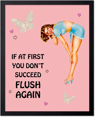 Vista 52 de Poster Master Pin Up Girl Poster - Better Late Than Ugly Print - Butterfly Art - Modern Art - Trendy Art - Gift for Men & Women - Funny Decor for