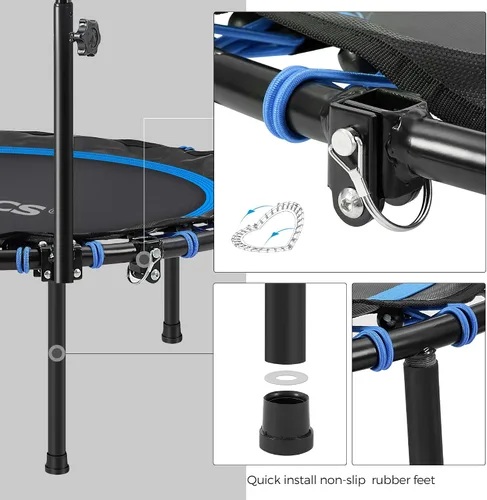 Vista 4 de SONGMICS Mini trampolín de fitness de 40 pulgadas, rebote de fitness con pasamanos ajustable, trampolín plegable para entrenamiento en casa, carga