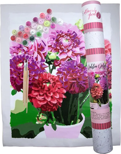 Vista 20 de Pink Picasso Kit de Pintura Floral Botánica por Números para Adultos y Adolescentes Juegos de Kits de Pintura Acrílica DIY en Lienzo 16x20