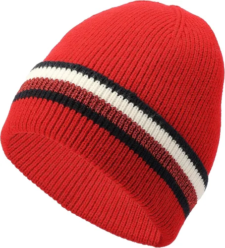 Vista 2 de Tommy Hilfiger Sombrero de puño de rayas metálicas para mujer