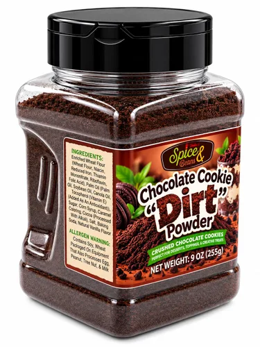 Vista 7 de Polvo de Galleta de Chocolate "Dirt" Cobertura para Helado y Decoración de Postres por Dasher's Spice & Beans 9 oz.
