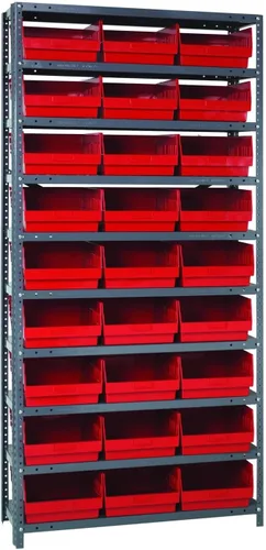 Vista 129 de Quantum QSBU-245BK Heavy Duty Shelving Unit with (7) Shelves and (24) QUS245 Black Bins for Garage Warehouse Storage Distribution 400 lb Load