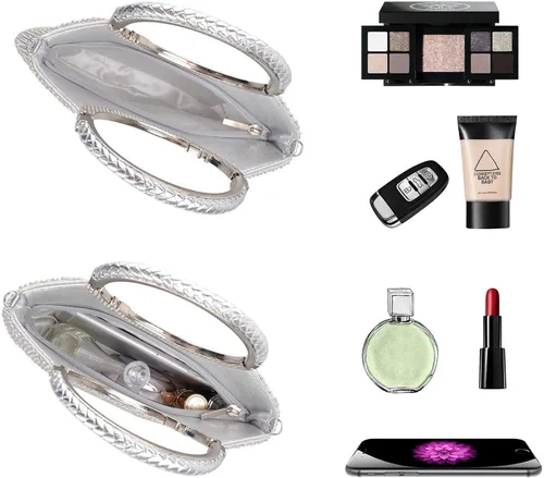 Vista 5 de LIFEWISH Bolsos de noche con diamantes de imitación de cristal para mujer, bolsos de mano brillantes para graduación, cóctel, fiesta, boda