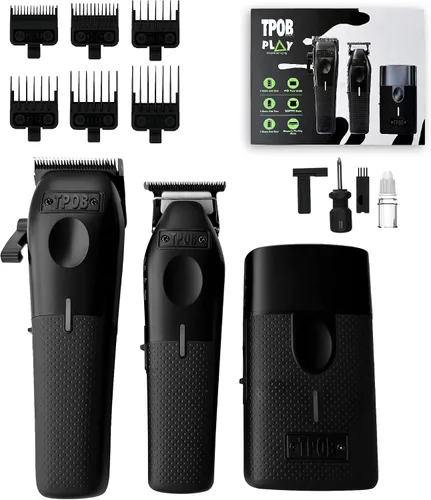 Vista 15 de TPOB Play Barber - Cortapelos para hombre 7500 RPM con empuñaduras de goma (negro, paquete de 4)