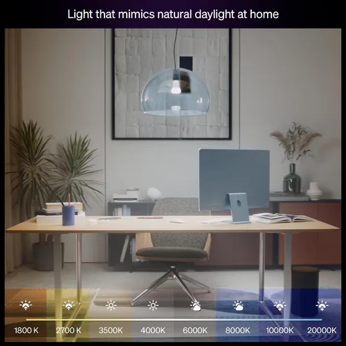 Vista 4 de Philips Hue Bombilla LED inteligente A19 de 7.2 W, E26, paquete de 1