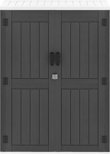 Vista 12 de DWVO Cobertizo de almacenamiento horizontal resistente a la intemperie para exteriores, capacidad de 35 pies cúbicos, con cerradura e impermeable