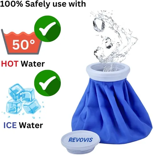 Vista 2 de Bolsa de hielo fría reutilizable REVOVIS, bolsas de hielo para agua caliente para lesiones, terapia de frío y calor, para terapia caliente es 60℃