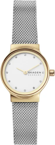Vista 10 de Skagen Freja Reloj de cuarzo con correa de malla de acero inoxidable para mujer Cuero negro/Plateado