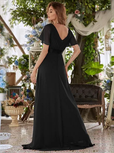 Vista 2 de Ever-Pretty 09890 - Vestido largo de noche con cuello en V y manga corta para mujer