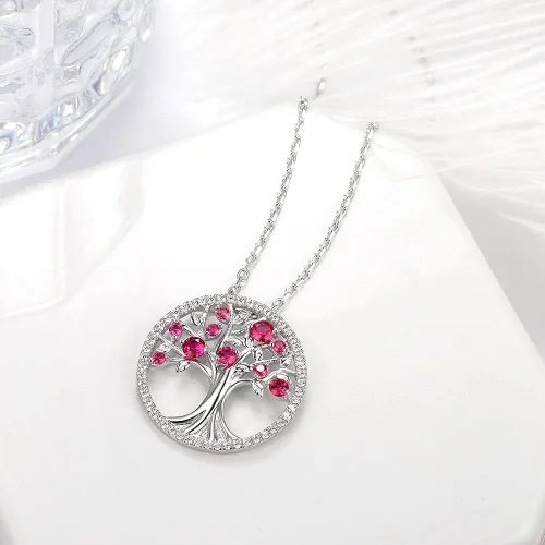 Vista 3 de Collar de árbol de la vida para mujer, collar de perlas esmeralda piedras natales de mayo, junio, para esposa, mamá, regalos de cumpleaños