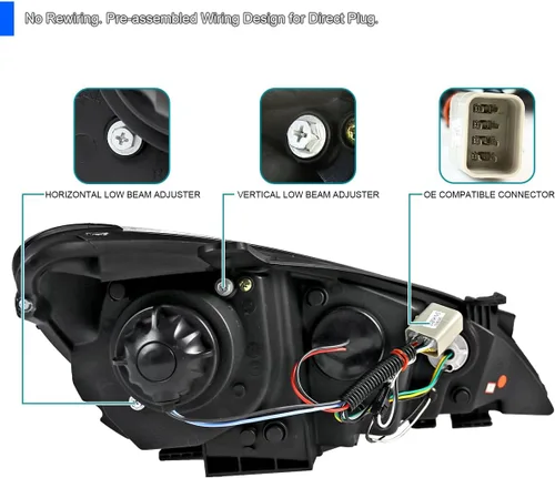 Vista 4 de SPEC-D TUNING Faros LED de proyector de cromo estilo compatible con Hyundai Genesis 2010-2012 de 2 puertas Coupé, conjunto de faros izquierdo +