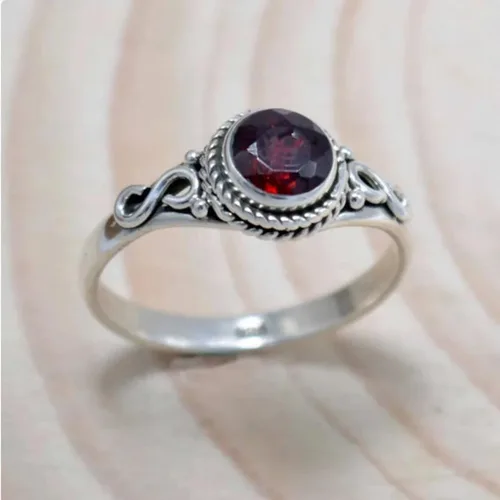 Vista 4 de Christmas Day Gifts Ring, Garnet ring, Solid 925 Silver Ring, Unique Design Ring, Statement Ring, Best Mother Gifts, Artisan Jewelry, Garnet