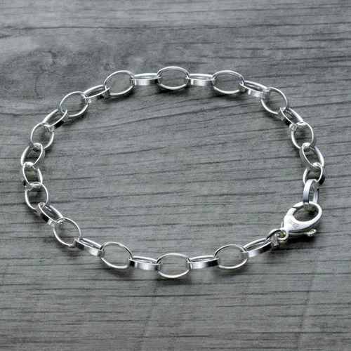 Vista 3 de Oval Link Charm Bracelet in 925 Sterling Silver