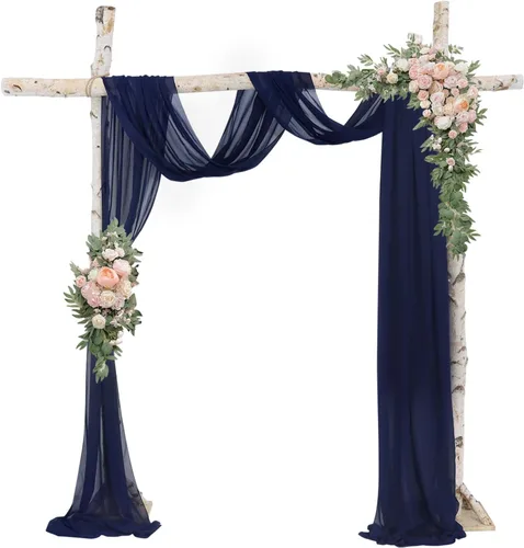 Vista 8 de Tela de Cortinaje para Arco de Boda 1 Panel 20 Pies Tela Transparente Negra Cortinas Transparentes para Boda Cortinaje de Cenador de Gasa Cortinas