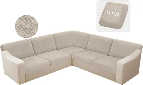 Vista 25 de HDCAXKJ - Fundas impermeables para cojín de sofá modular, fundas elásticas para cojín de sofá de esquina, fundas protectoras de muebles de jacquard