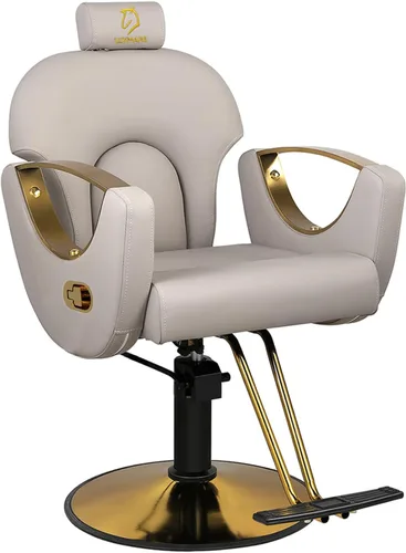 Vista 10 de Silla de peluquería hidráulica, sillas de salón Silla giratoria de 360 grados, altura ajustable para estilista de peluquería de salón de tatuajes