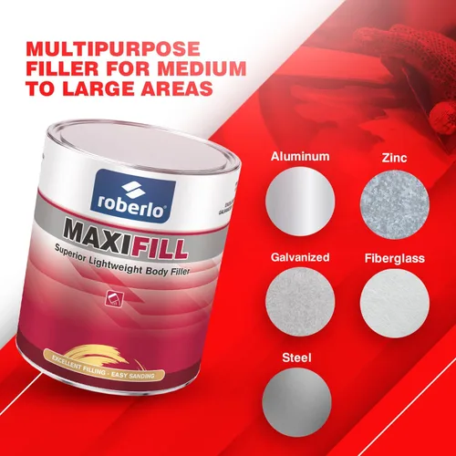 Vista 7 de Roberlo Maxifill - Relleno de cuerpo ligero superior, fácil de lijar y pintar para reparaciones de automóviles, ideal para abolladuras, agujeros