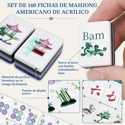 Vista 3 de Juego de azulejos de Mahjong americanos de acrílico 160