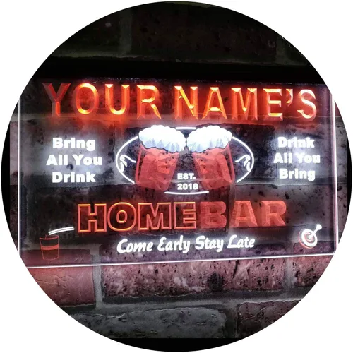 Vista 22 de Letrero luminoso Custom Home Bar Beer de neón; personalizado con nombre Blanco