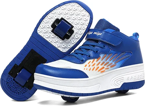 Vista 15 de Wooowyet - Zapatos con ruedas recargables para patinar para niños, unisex, con luces LED, moda