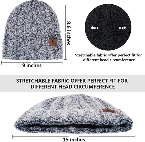 Vista 2 de Conjunto de guantes de punto cálido de invierno para mujer, con forro polar y forro de calavera, para mujer