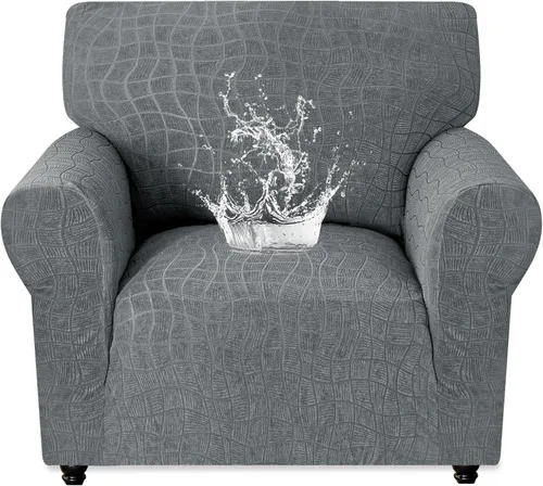 Vista 20 de MAXIJIN Funda impermeable para sillón de sala de estar, 1 pieza elástica con brazos, protector de muebles lavable para perros y mascotas (S, café)