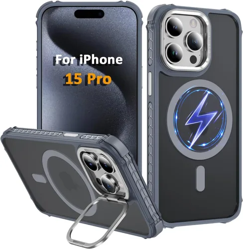 Vista 65 de Funda KETGII para iPhone 13, para iPhone 14, compatible con MagSafe, carga inalámbrica, resistente, a prueba de golpes, pata ajustable, delgada
